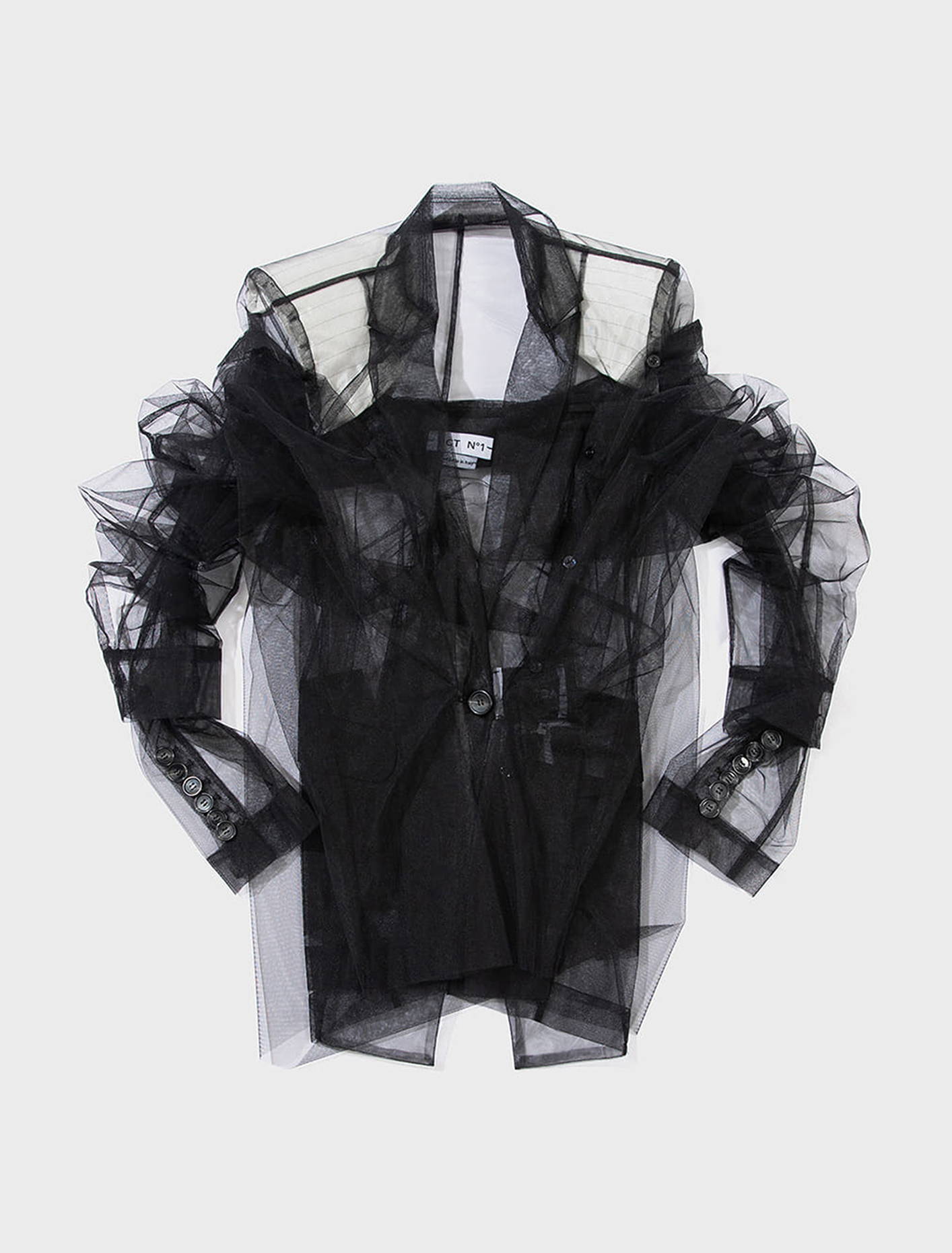 액트 넘버원 셔츠 패치 튤 자켓 블랙