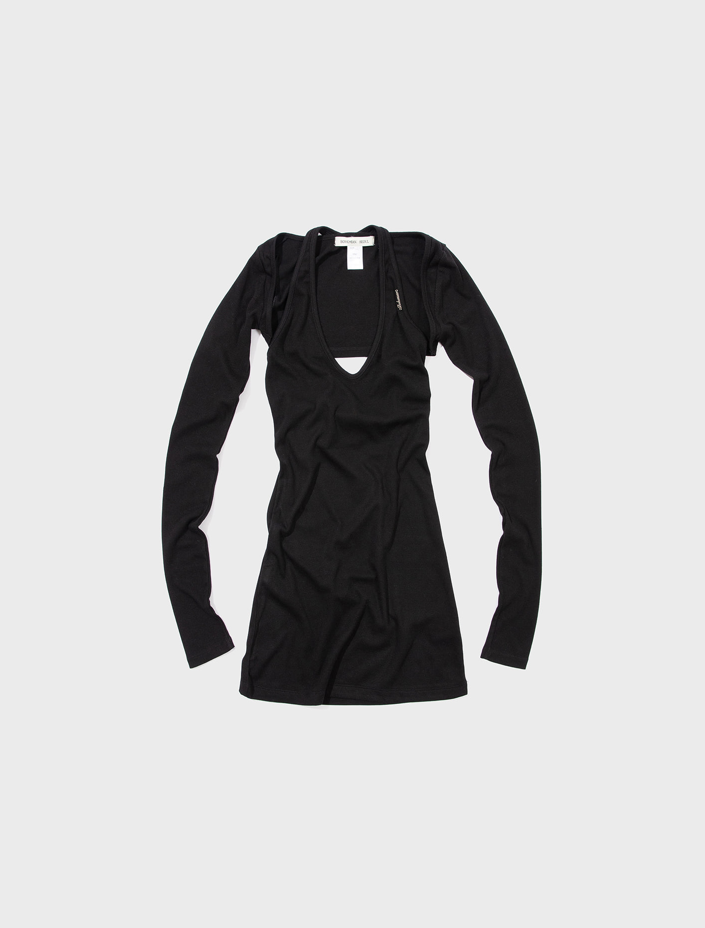보헴서 볼레로 &amp; 브이넥 홀터 드레스 블랙