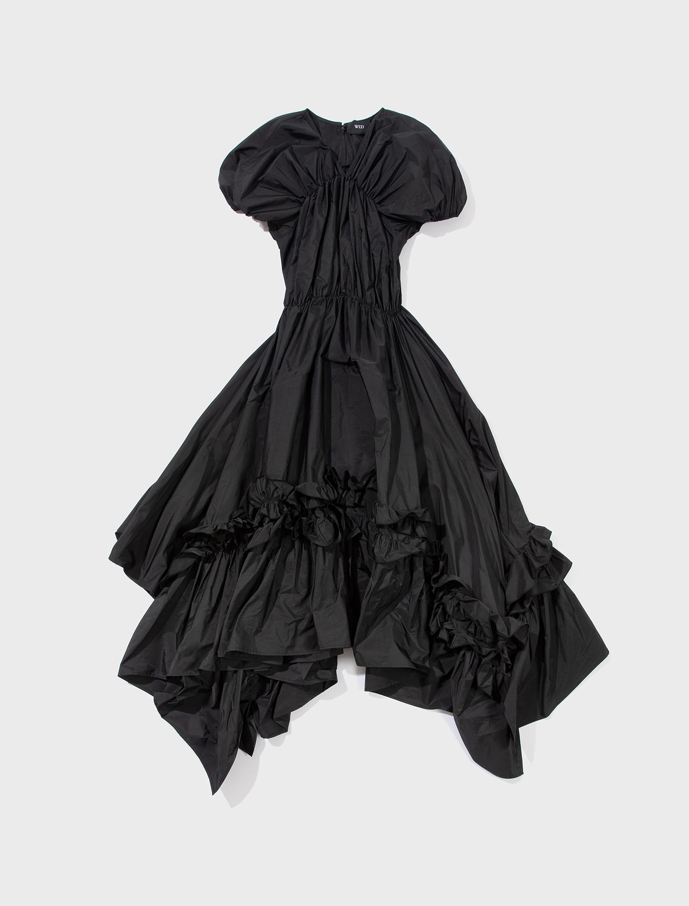 웨드 프릴 헴 드레스 블랙